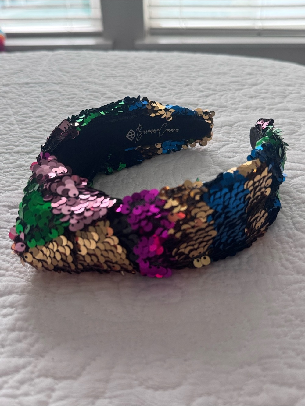 Brianna Cannon Multi Color Rainbow Sequin Headband